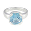 Blue Topaz Solitaire Italian 92.5 Silver Blue Gemstones Statement Armor Ring Jewelry