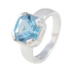 Blue Topaz Solitaire Italian 92.5 Silver Blue Gemstones Statement Armor Ring Jewelry
