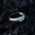 Blue Topaz Solitaire Indian Silver Blue Gems Tiny Feminine Ring Jewellery