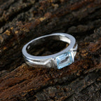 Blue Topaz Solitaire Indian Silver Blue Gems Tiny Feminine Ring Jewellery