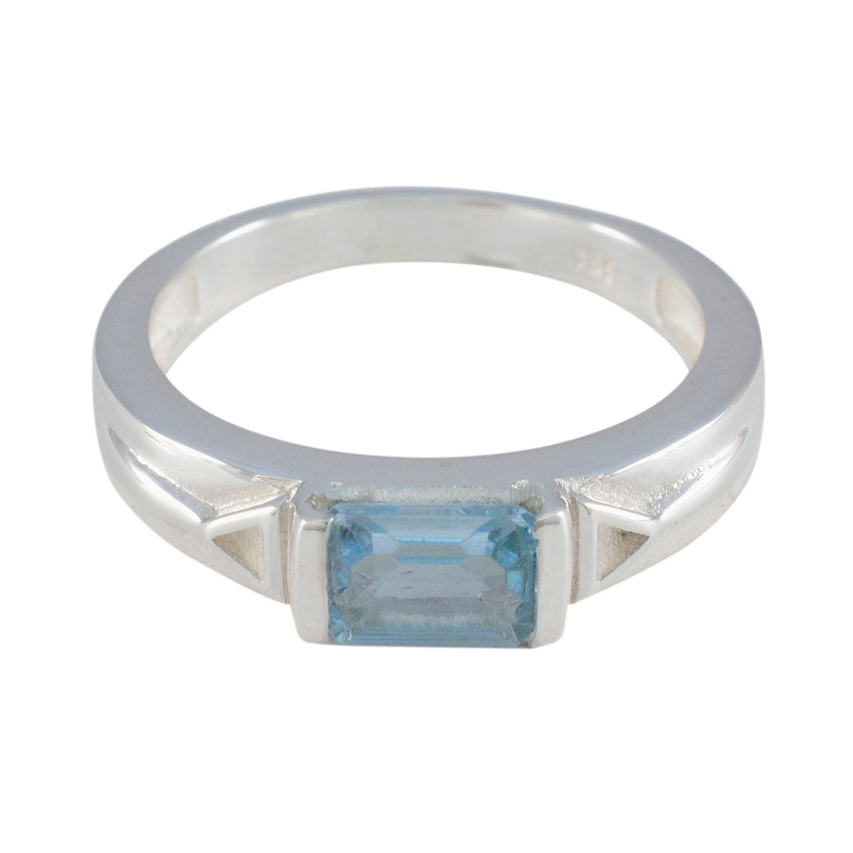 Blue Topaz Solitaire Indian Silver Blue Gems Tiny Feminine Ring Jewellery
