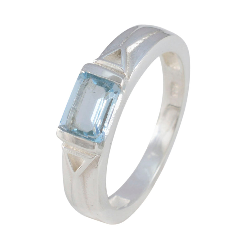 Blue Topaz Solitaire Indian Silver Blue Gems Tiny Feminine Ring Jewellery