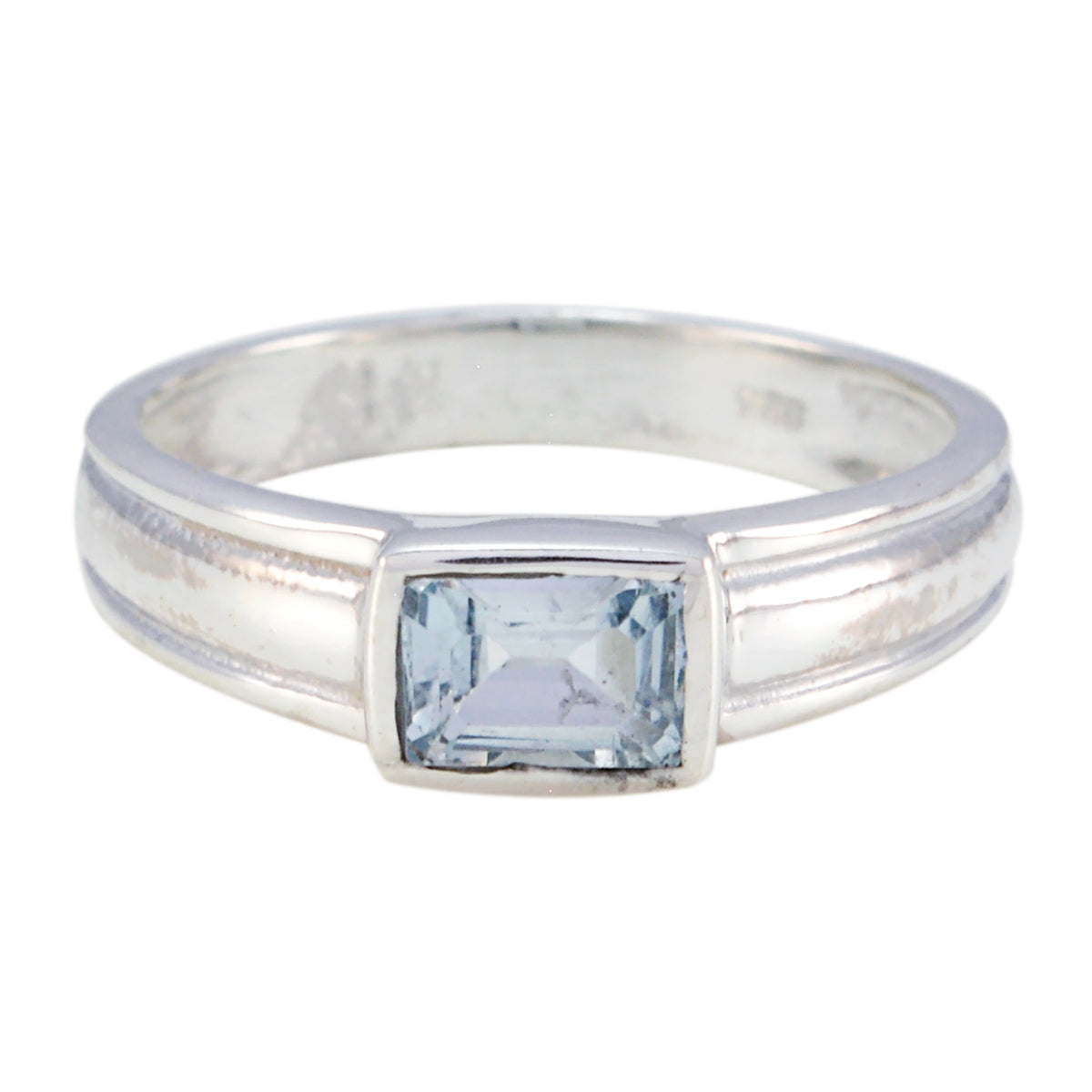 Blauer Topas Solitär Japanischer 925 Sterling Silber Blauer Edelstein Flüsterdünner Trendy Ring Schmuck