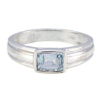 Blue Topaz Solitaire Japanese 925 Sterling Silver Blue Gemstone Whisper thin Trendy Ring Jewelry