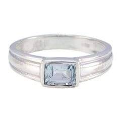 Blauer Topas Solitär Japanischer 925 Sterling Silber Blauer Edelstein Flüsterdünner Trendy Ring Schmuck