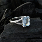 Blue Topaz Solitaire American 925 Sterling Silver Blue Gemstones Whisper thin Boho Ring Jewelry