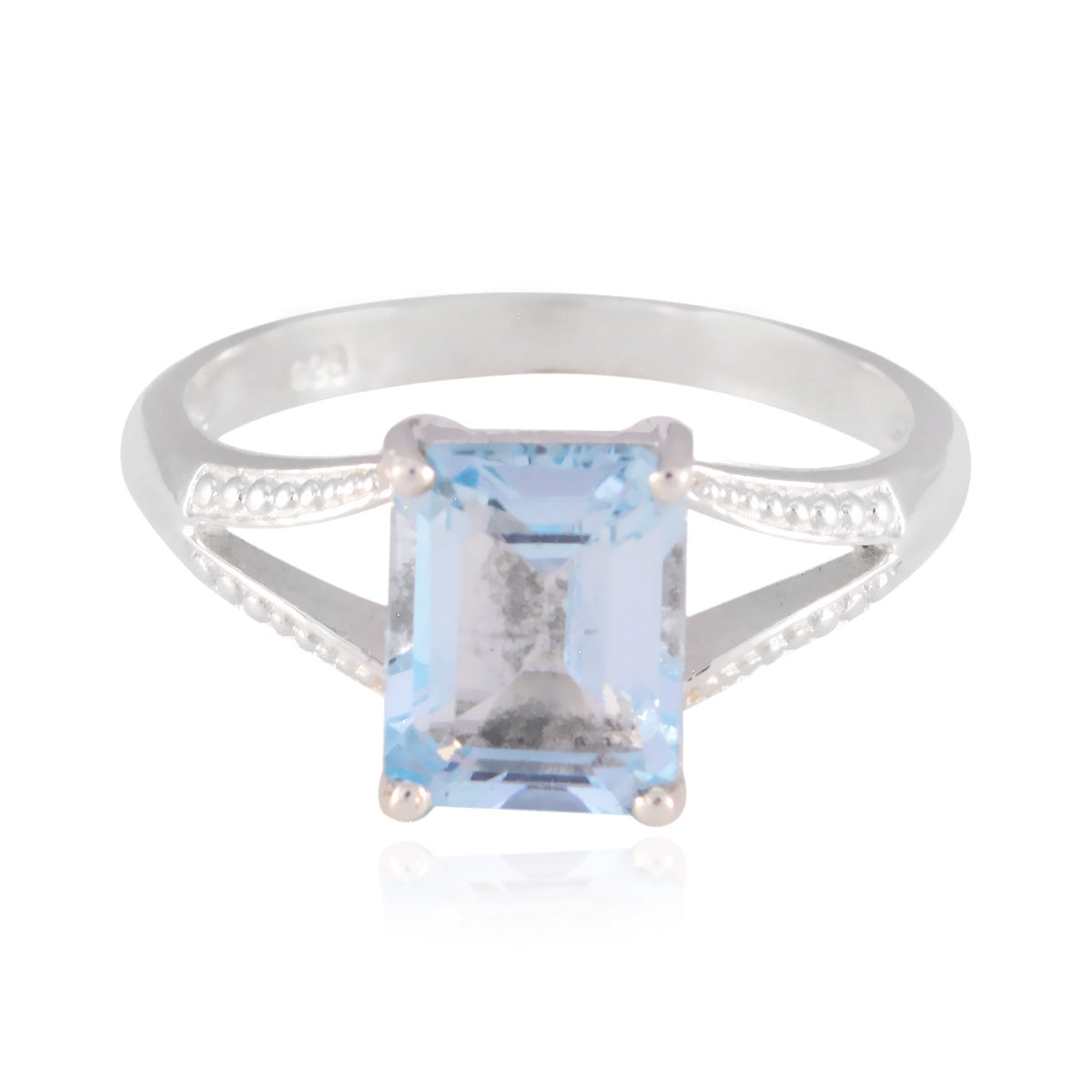 Blue Topaz Solitaire American 925 Sterling Silver Blue Gemstones Whisper thin Boho Ring Jewelry