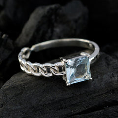 Blue Topaz Solitaire Indian 925 Silver Blue Gemstones Featherlight Luxurious Ring Jewellery