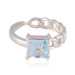 Blue Topaz Solitaire Indian 925 Silver Blue Gemstones Featherlight Luxurious Ring Jewellery