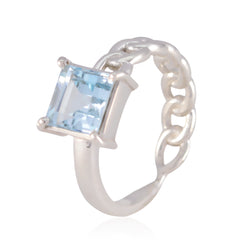 Blue Topaz Solitaire Indian 925 Silver Blue Gemstones Featherlight Luxurious Ring Jewellery