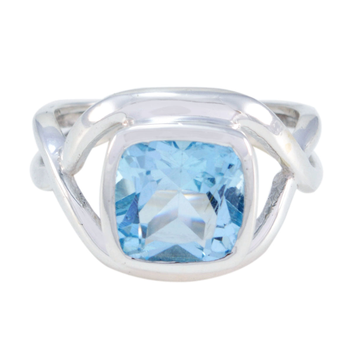 Blue Topaz Solitaire Egyptian Silver Blue Gems Minimal Glamorous Ring Jewelry Main image