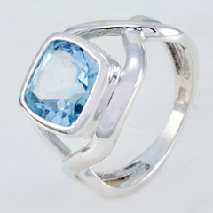 Blue Topaz Solitaire Egyptian Silver Blue Gems Minimal Glamorous Ring Jewelry
