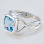 Blue Topaz Solitaire Egyptian Silver Blue Gems Minimal Glamorous Ring Jewelry