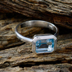 Blue Topaz Solitaire Indian 925 Silver Blue Gemstone Tiny Glamorous Ring Jewellery