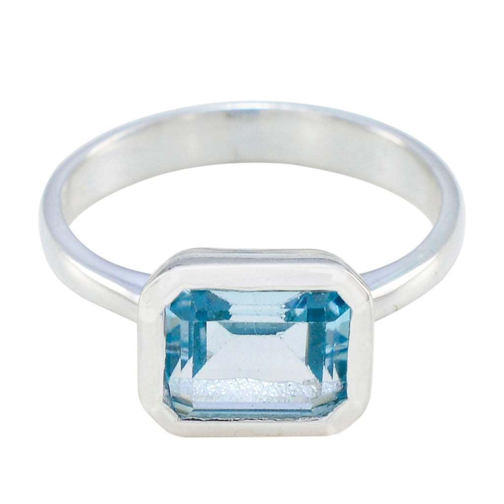 Blue Topaz Solitaire Indian 925 Silver Blue Gemstone Tiny Glamorous Ring Jewellery