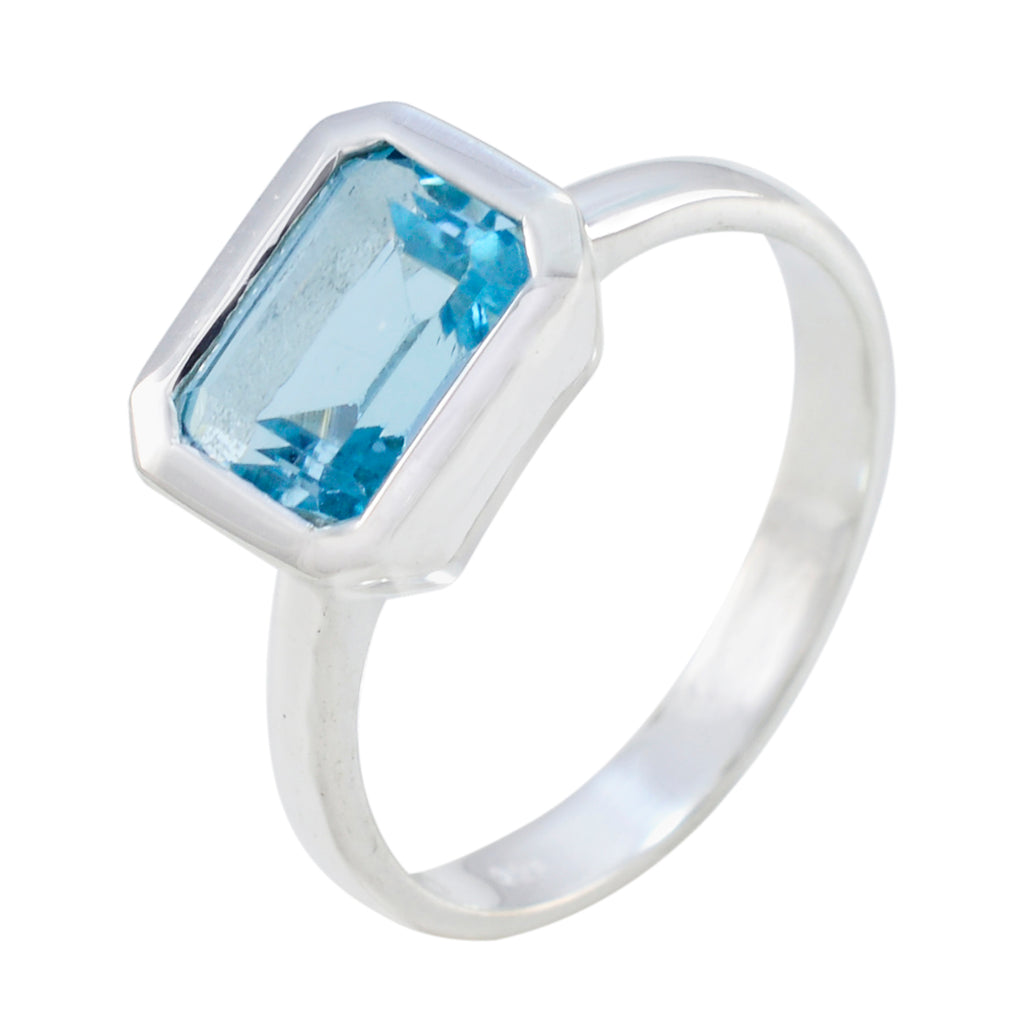 Blue Topaz Solitaire Indian 925 Silver Blue Gemstone Tiny Glamorous Ring Jewellery
