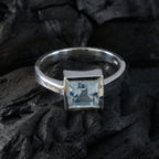 Blue Topaz Solitaire African 925 Silver Blue Gemstone Featherlight Artisan Ring Jewelry