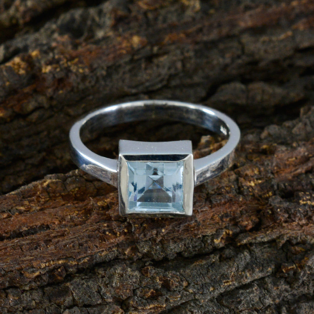 Blue Topaz Solitaire African 925 Silver Blue Gemstone Featherlight Artisan Ring Jewelry