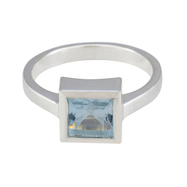Blue Topaz Solitaire African 925 Silver Blue Gemstone Featherlight Artisan Ring Jewelry