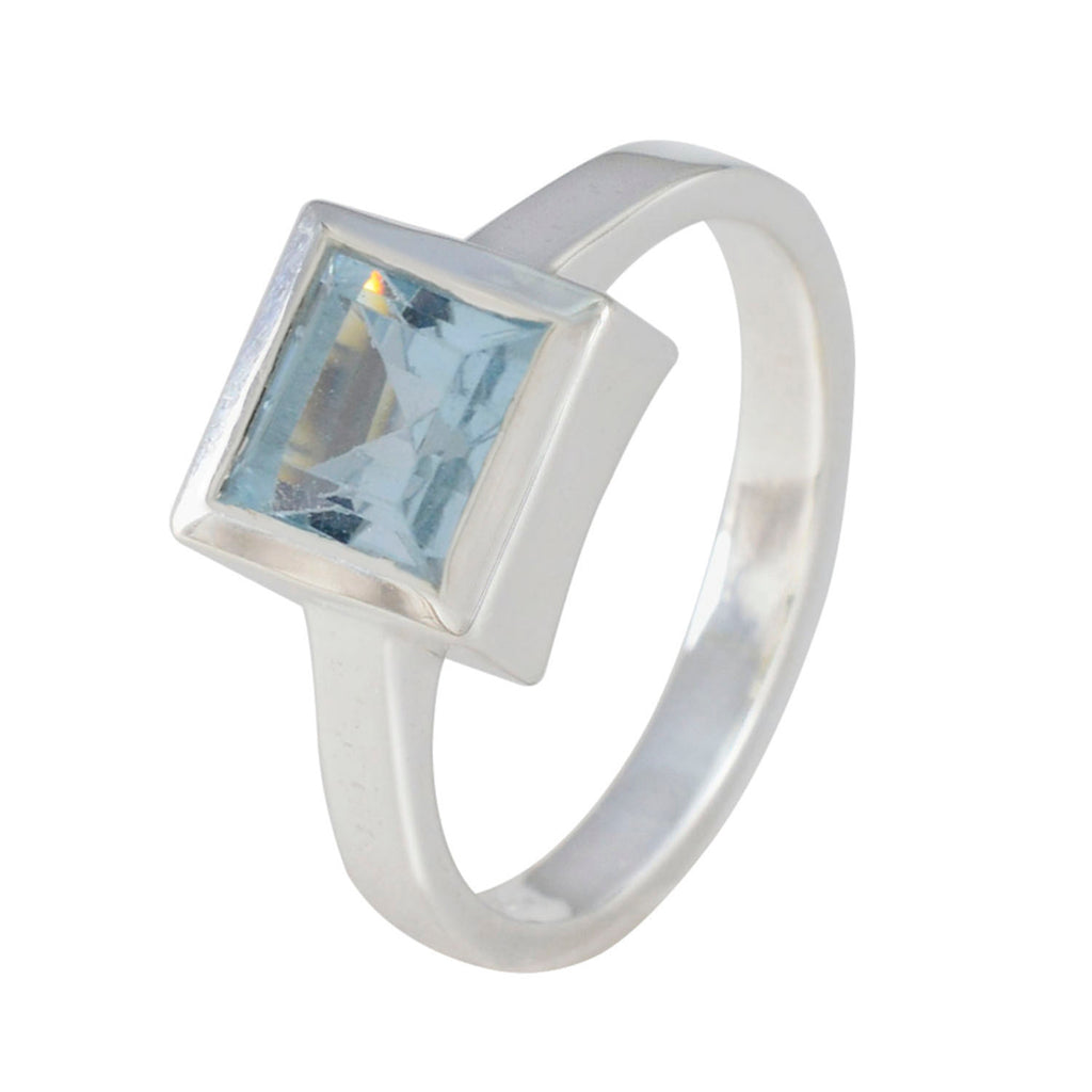 Blue Topaz Solitaire African 925 Silver Blue Gemstone Featherlight Artisan Ring Jewelry