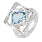 Blue Topaz Solitaire Moroccan 92.5 Silver Blue Gemstone Mid weight Signet Ring Jewelry