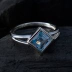Blue Topaz Solitaire Turkish Silver Blue Gems Dainty Graceful Ring Jewelry