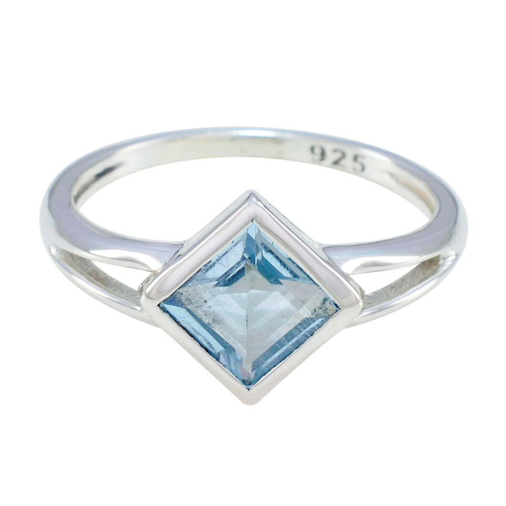 Blue Topaz Solitaire Turkish Silver Blue Gems Dainty Graceful Ring Jewelry
