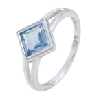 Blue Topaz Solitaire Turkish Silver Blue Gems Dainty Graceful Ring Jewelry