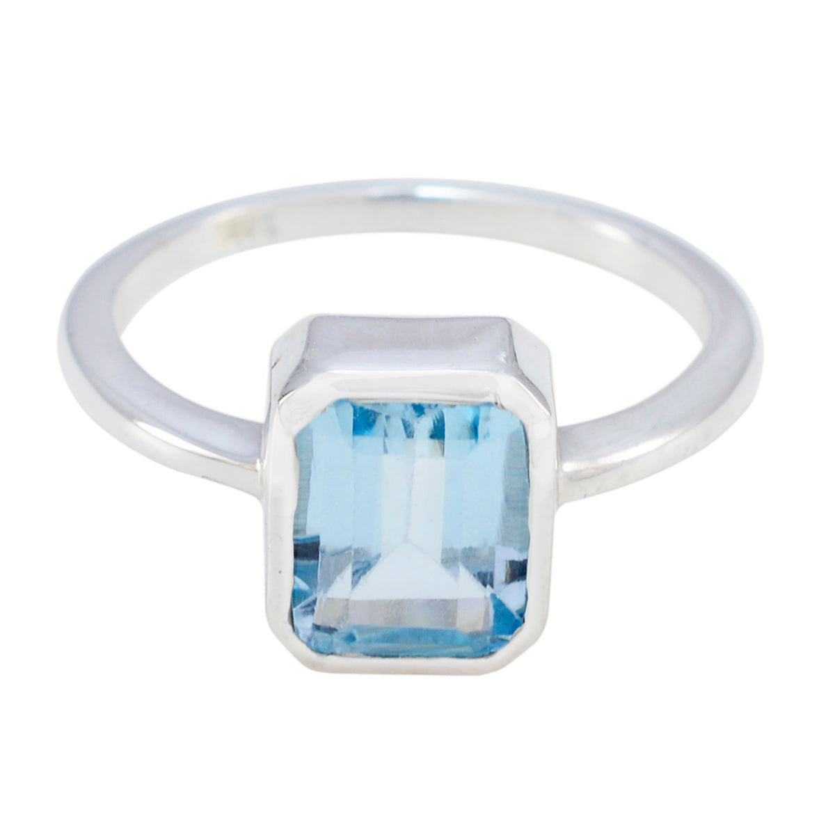 Blue Topaz Solitaire Korean Silver Blue Gemstone Whisper thin Modern Ring Jewellery Main image
