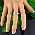 Blue Topaz Solitaire American 92.5 Silver Blue Gemstone Whisper thin Modern Ring Jewelry