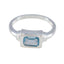 Blue Topaz Solitaire American 92.5 Silver Blue Gemstone Whisper thin Modern Ring Jewelry