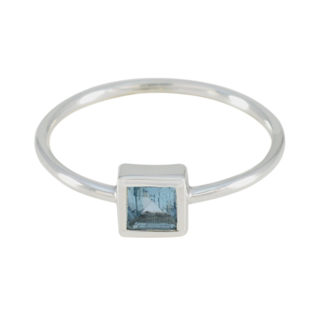 Blue Topaz Solitaire Japanese Sterling Silver Blue Gemstone Elegant  Glamorous Ring Jewelry