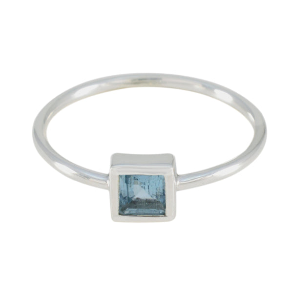 Blue Topaz Solitaire Japanese Sterling Silver Blue Gemstone Elegant  Glamorous Ring Jewelry