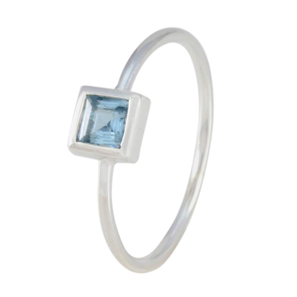 Blue Topaz Solitaire Japanese Sterling Silver Blue Gemstone Elegant  Glamorous Ring Jewelry
