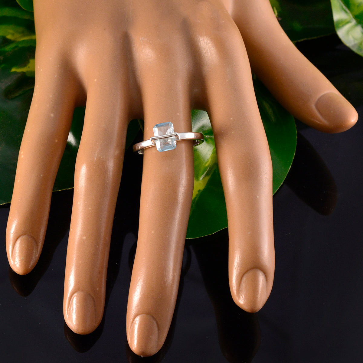 Blue Topaz Solitaire Turkish 925 Sterling Silver Blue Gemstones Dainty Glamorous Ring Jewellery