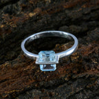Blue Topaz Solitaire Turkish 925 Sterling Silver Blue Gemstones Dainty Glamorous Ring Jewellery