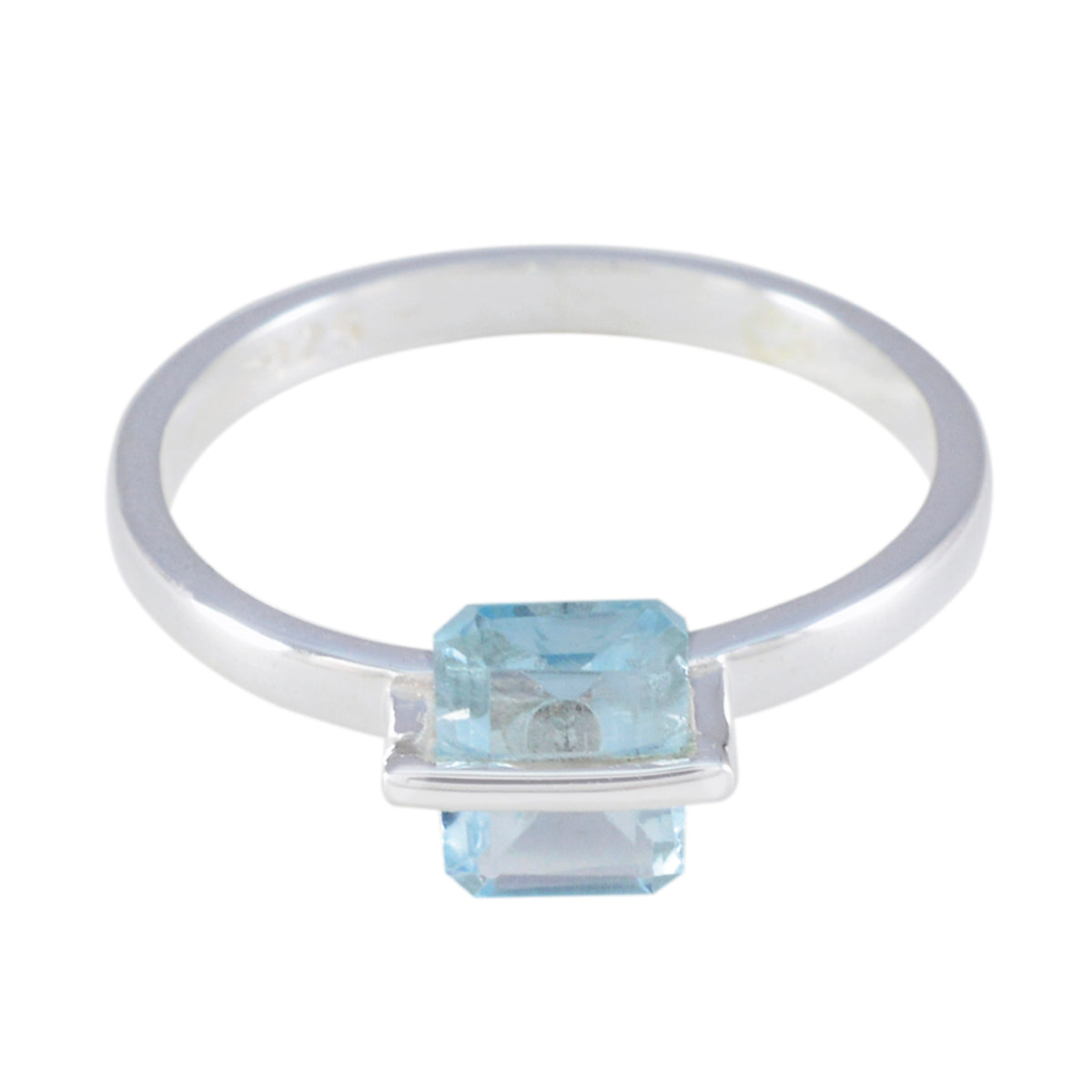 Blue Topaz Solitaire Turkish 925 Sterling Silver Blue Gemstones Dainty Glamorous Ring Jewellery