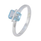 Blue Topaz Solitaire Turkish 925 Sterling Silver Blue Gemstones Dainty Glamorous Ring Jewellery