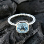 Blue Topaz Solitaire American 925 Silver Blue Gems Dainty Fairytale Ring Jewellery