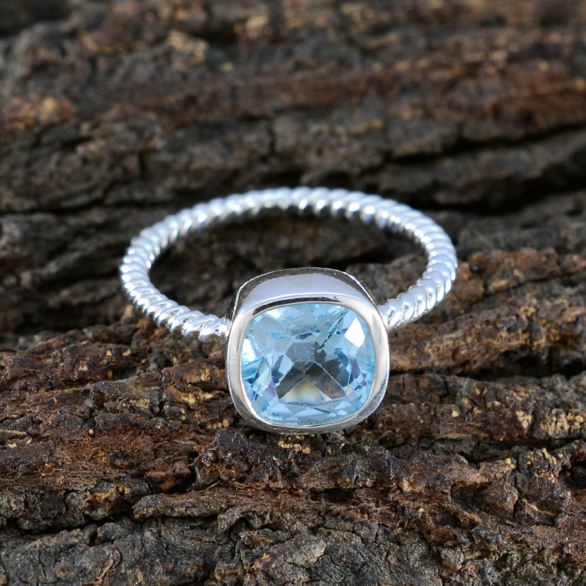Blue Topaz Solitaire American 925 Silver Blue Gems Dainty Fairytale Ring Jewellery