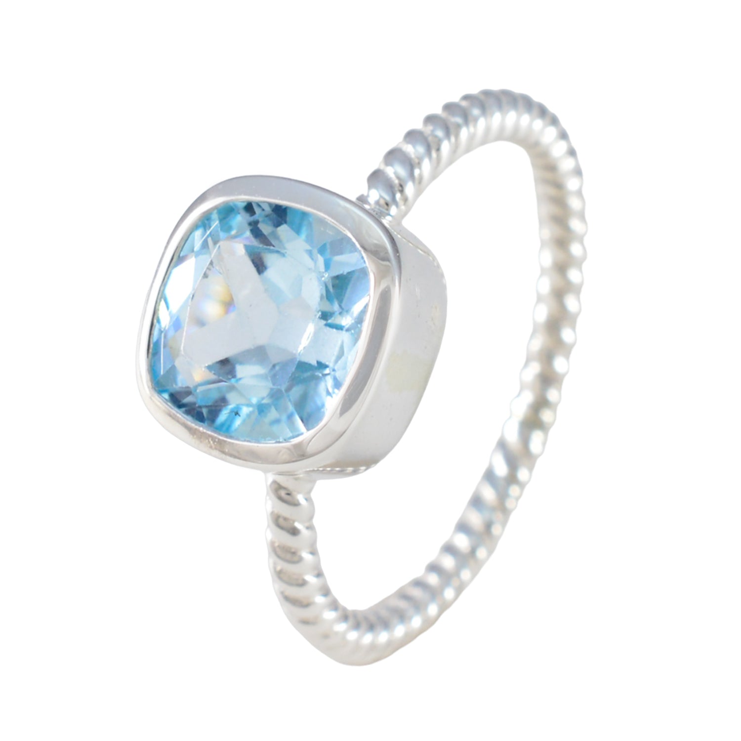 Blue Topaz Solitaire American 925 Silver Blue Gems Dainty Fairytale Ring Jewellery Второстепенное изображение товара