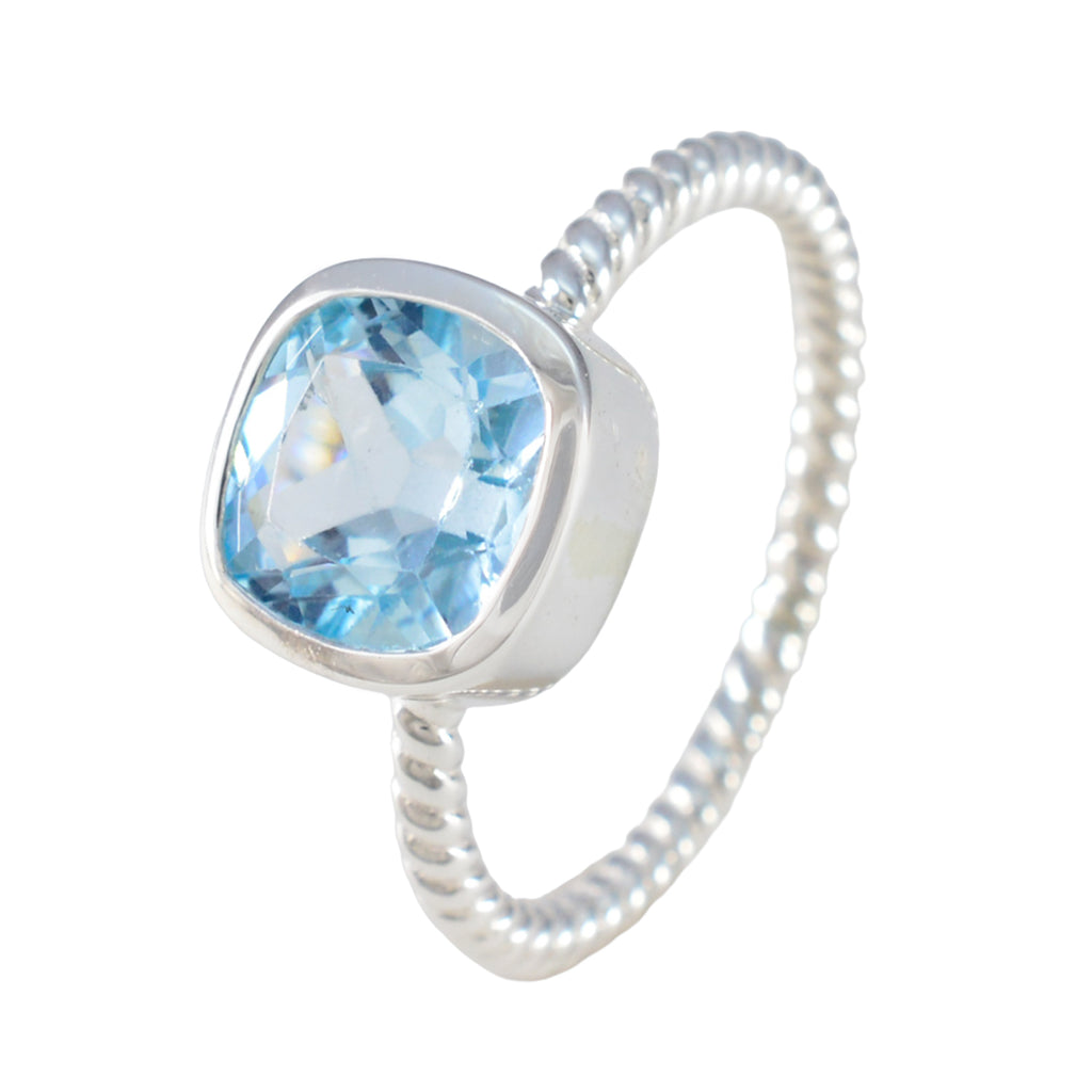 Blue Topaz Solitaire American 925 Silver Blue Gems Dainty Fairytale Ring Jewellery