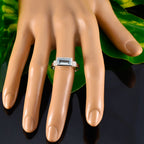 Blue Topaz Solitaire Indian 925 Sterling Silver Blue Gems Minimal Abstract Ring Jewellery