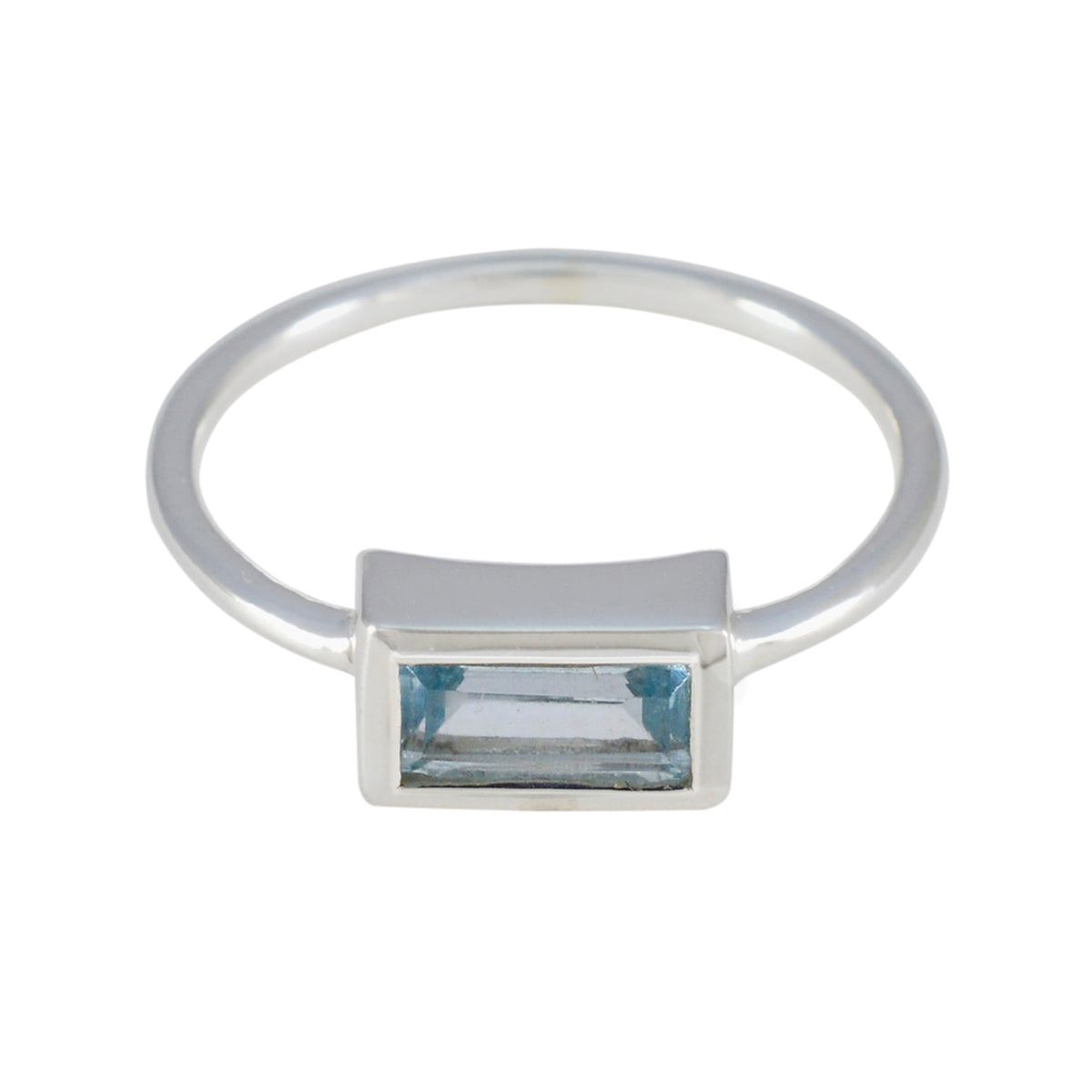 Blue Topaz Solitaire American Sterling Silver Blue Gems Delicate Modern Ring Jewellery