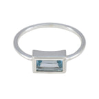 Blue Topaz Solitaire American Sterling Silver Blue Gems Delicate Modern Ring Jewellery