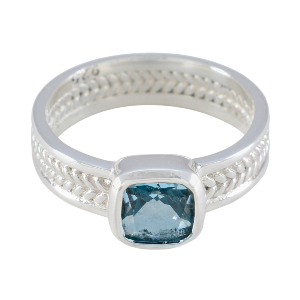 Blauer Topas Solitär Spanisches 925 Silber Blaue Edelsteine Mittelschweres Seil Drahtband Schmuck