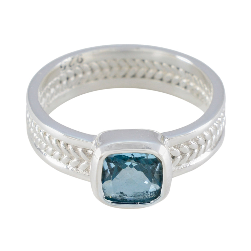 Blue Topaz Solitaire Spanish 925 Silver Blue Gems Mid weight Rope Wire Band Jewellery