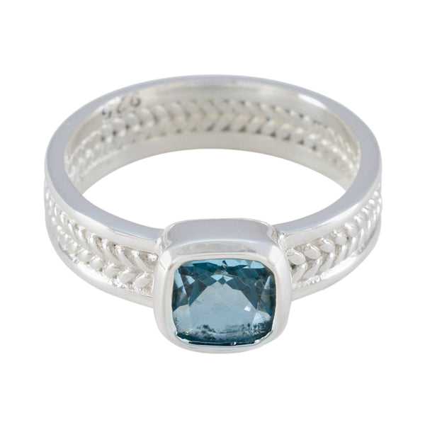 Blue Topaz Solitaire Spanish 925 Silver Blue Gems Mid weight Rope Wire Band Jewellery