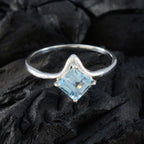 Blue Topaz Solitaire Japanese 925 Silver Blue Gems Delicate Feminine Ring Jewellery