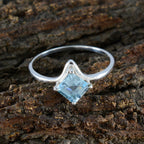 Blue Topaz Solitaire Japanese 925 Silver Blue Gems Delicate Feminine Ring Jewellery